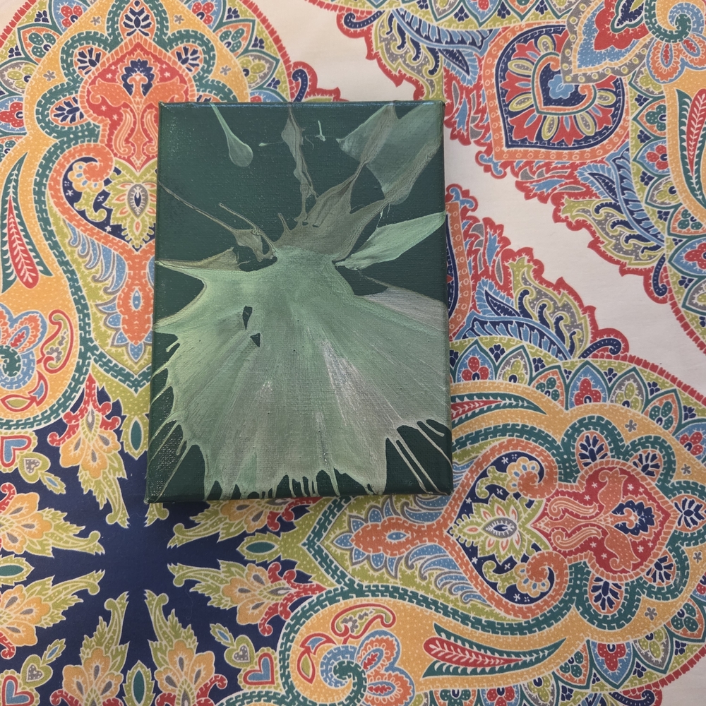 Abstract Green and Silver Canvas Art